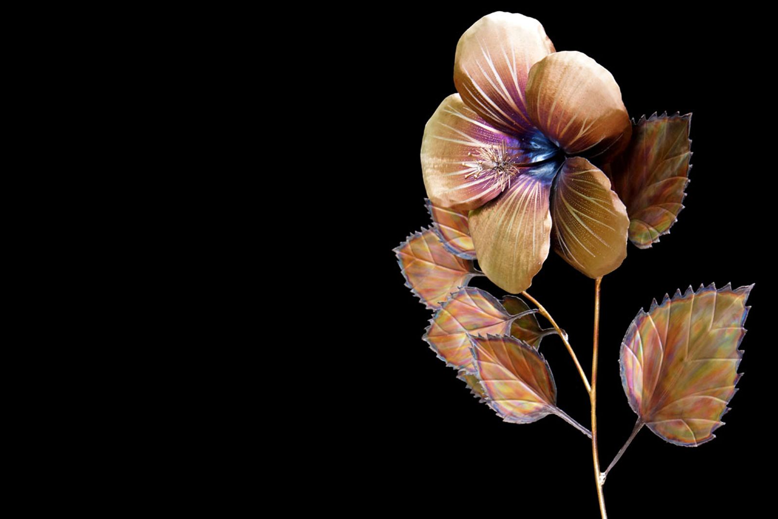 Hibiscus sculpture side view