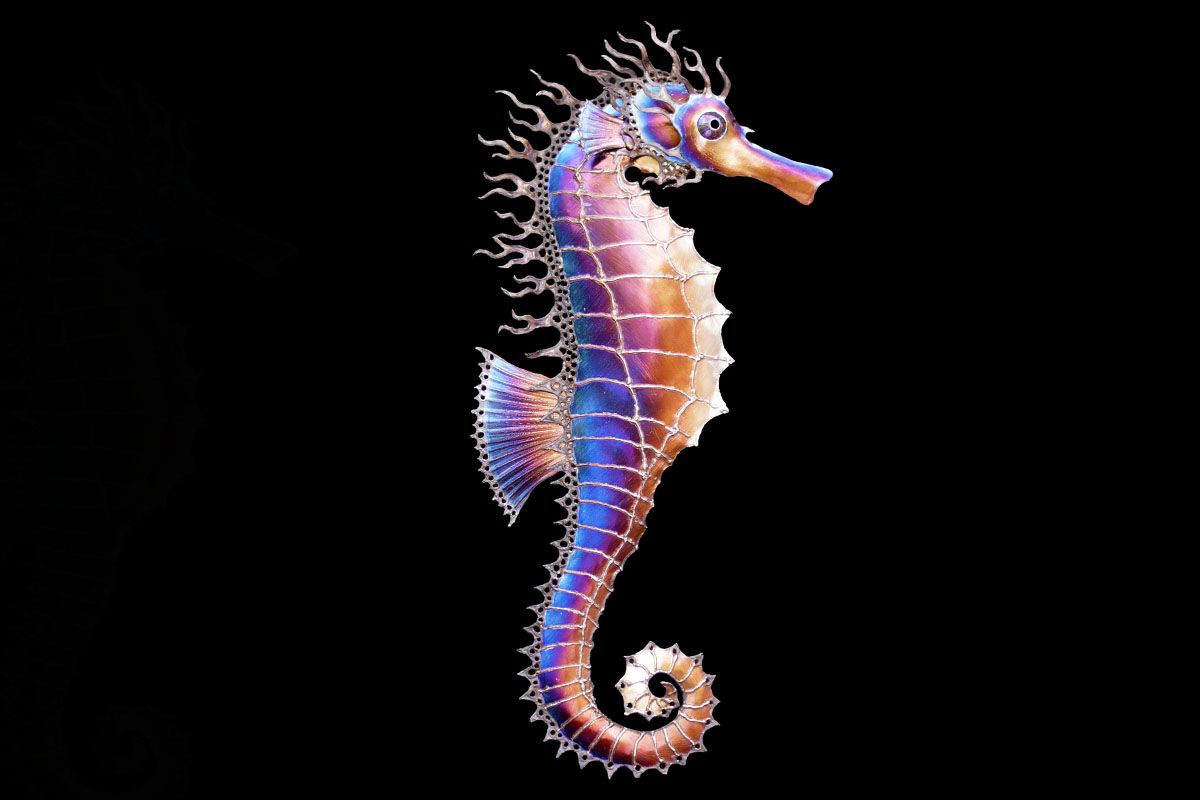 Seahorse Sculpture | Metal Seahorse Wall Art in Steel