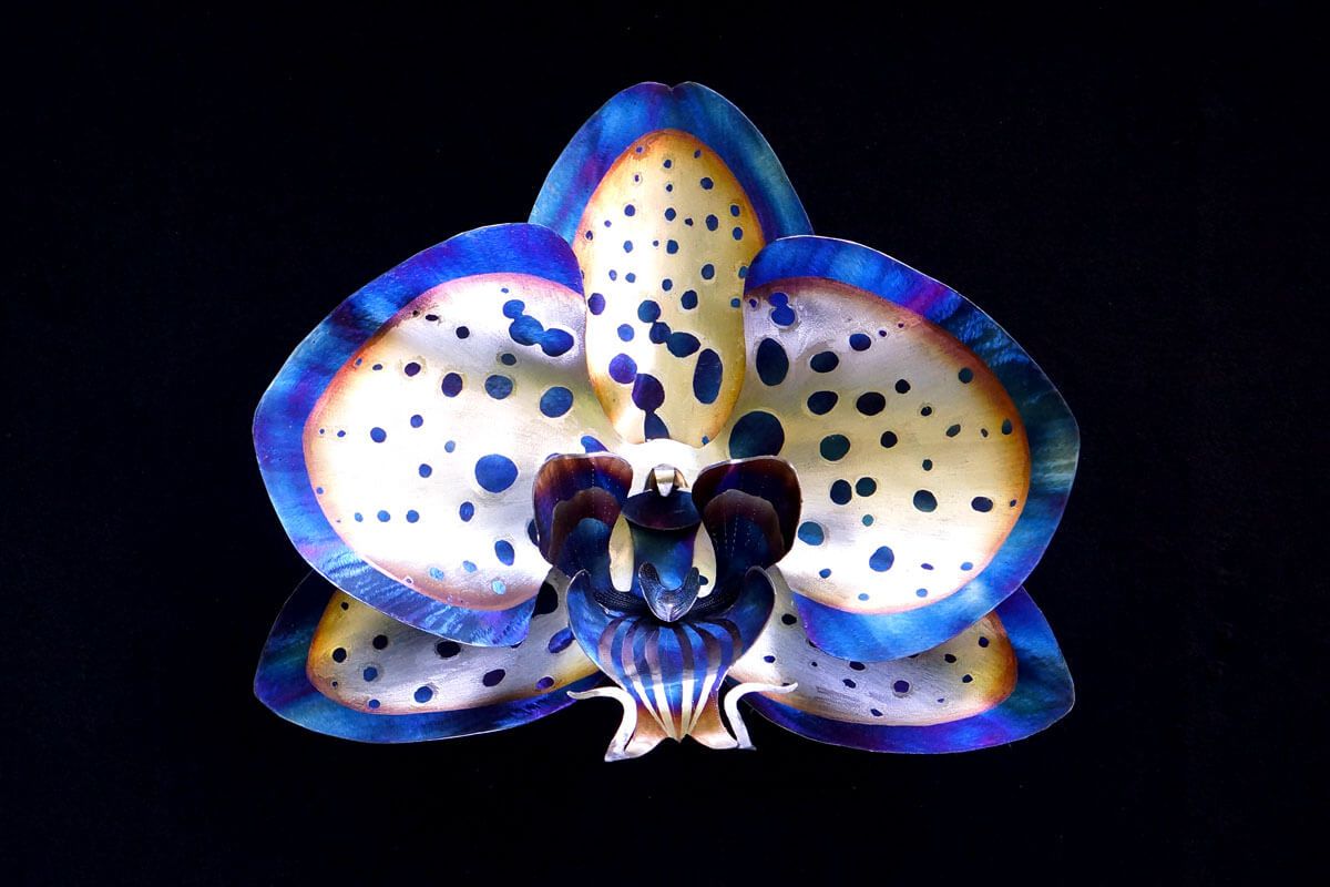Spotted Blue Orchid Sculpture | 24