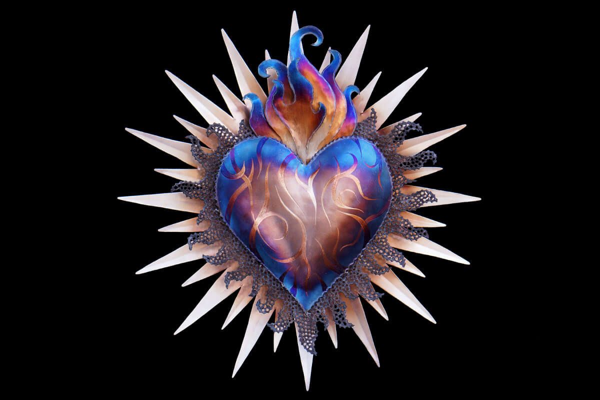 Metal Sacred Heart Sculpture | Stainless Steel Wall Art