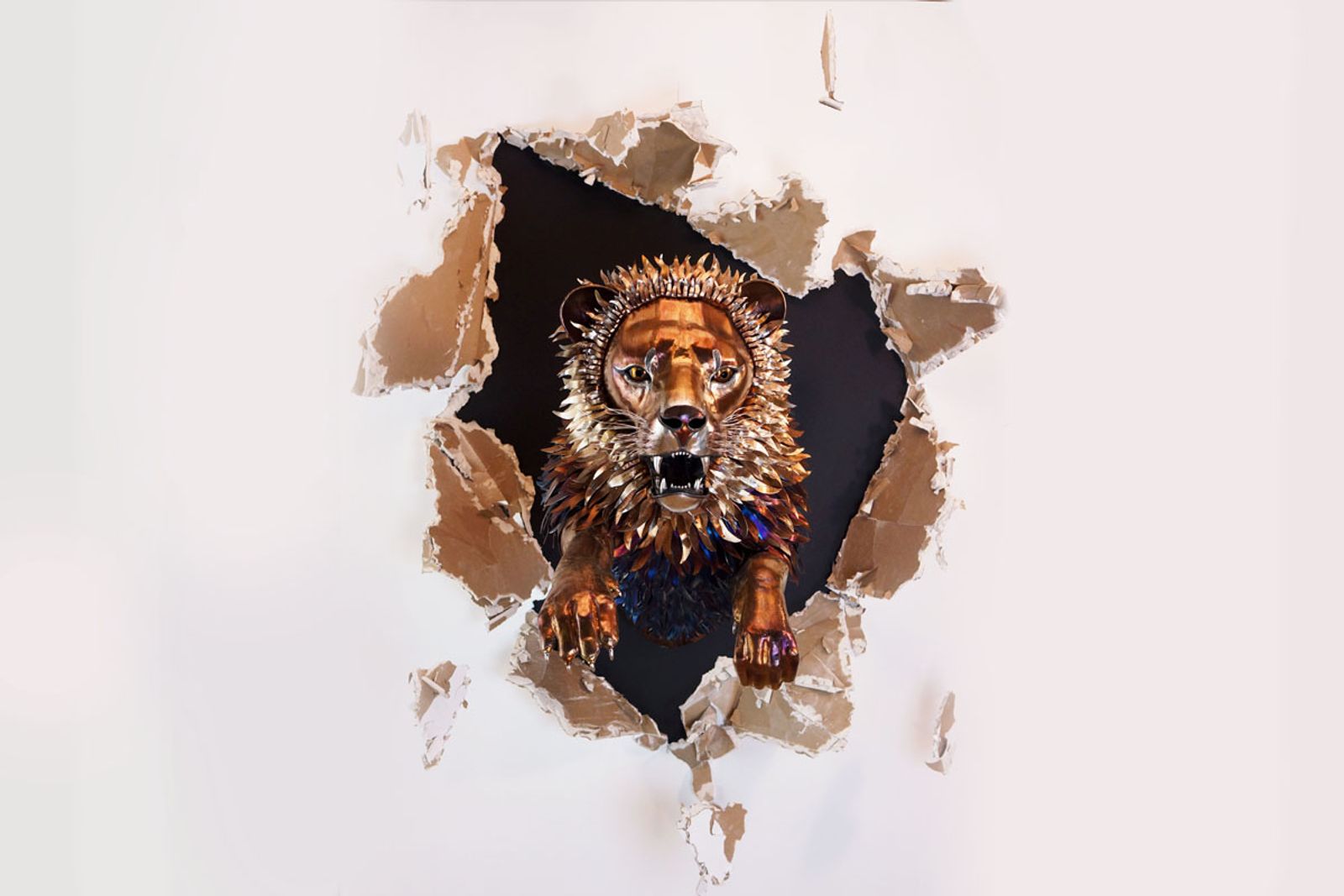Lion Jumping Through Wall full installation photo.