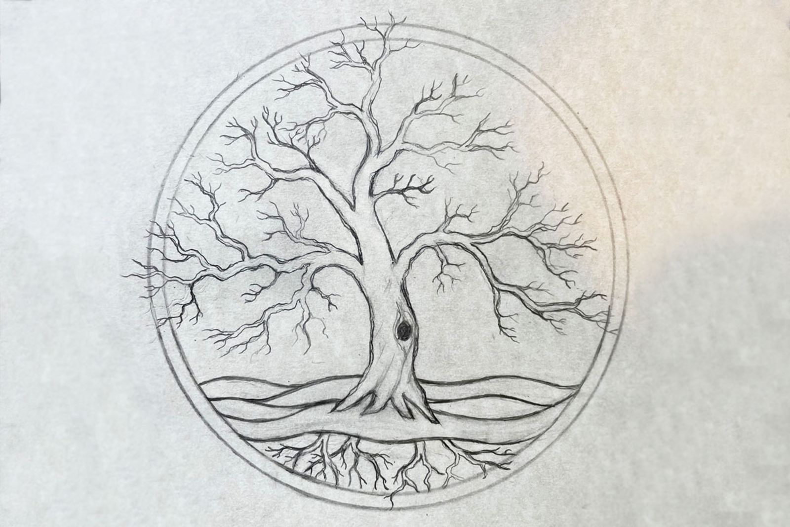 Original concept sketch for tree of life metal sculpture.