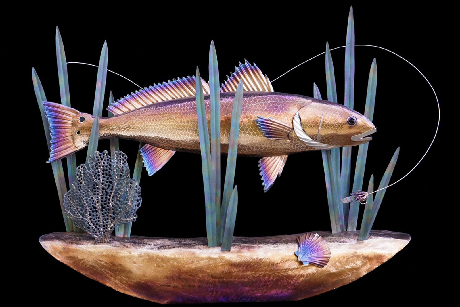 Red Drum Scene Sculpture by Aiden Dale