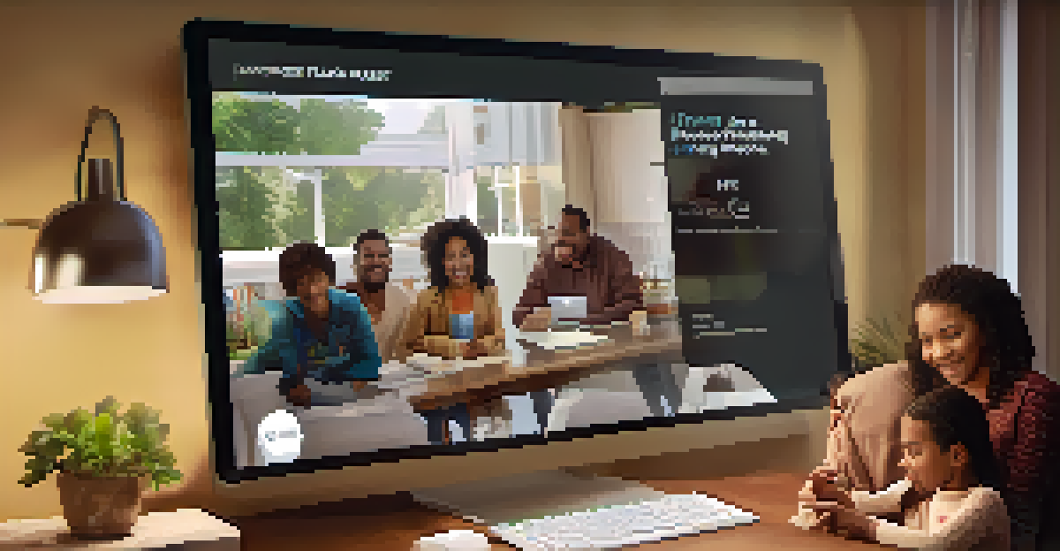 A family exploring an online platform for affordable housing options together.