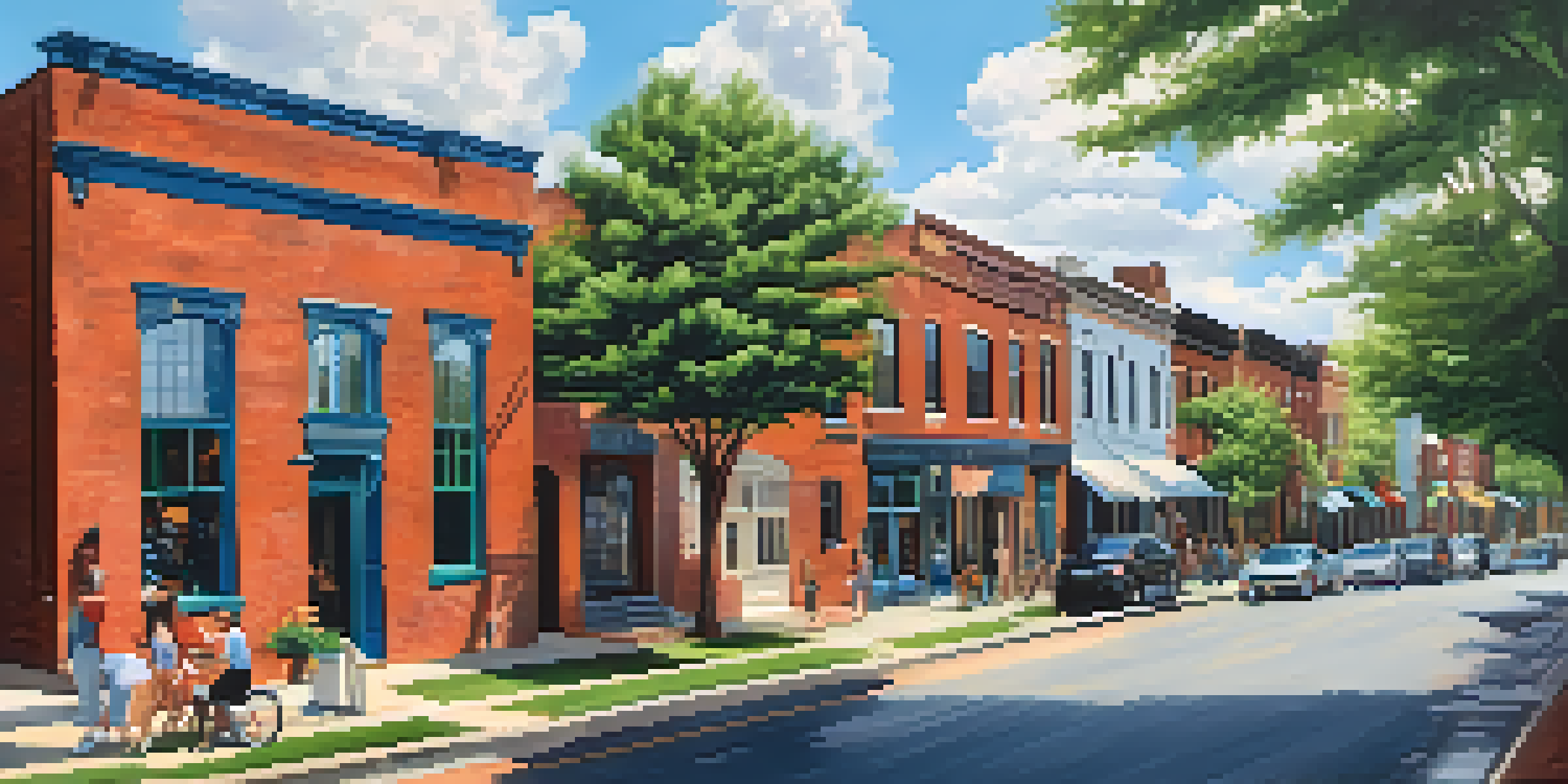 A panoramic view of South End in Charlotte featuring modern buildings, street art, and green parks with people enjoying the area.