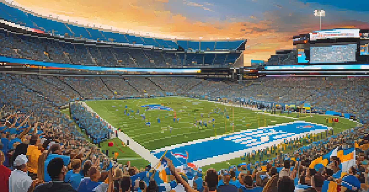 A panoramic view of Bank of America Stadium filled with fans during a game, capturing the excitement of the event.