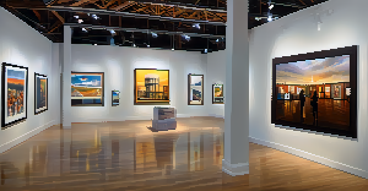 Visitors exploring contemporary photography exhibits inside The Light Factory in Charlotte.