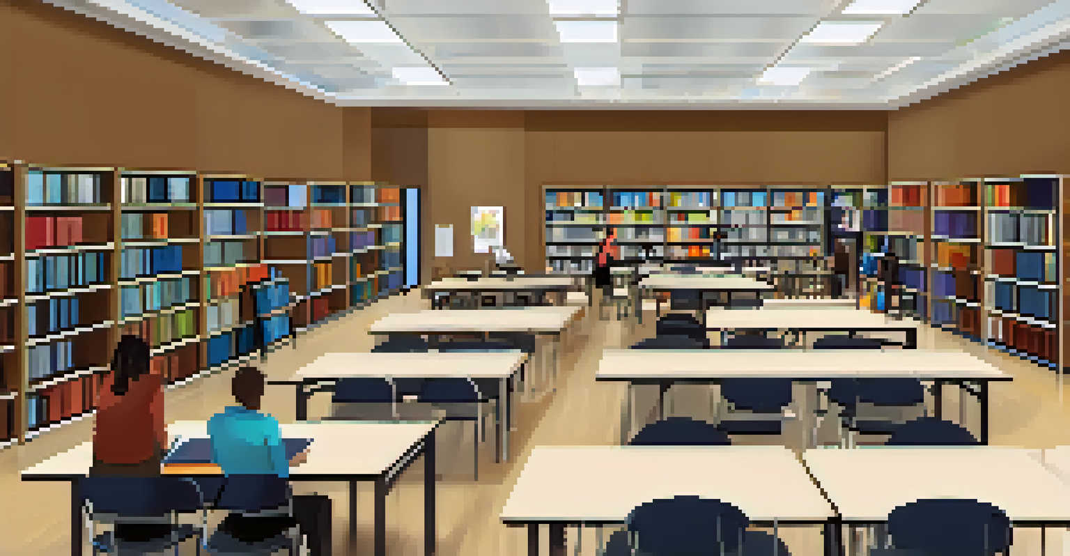 An inviting library interior featuring a financial literacy workshop with engaged participants, illuminated by natural light.