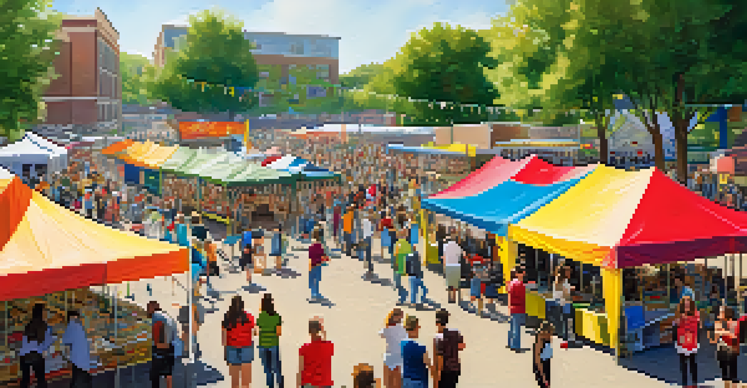 A community engagement event at a university with students and residents participating in various activities outdoors.