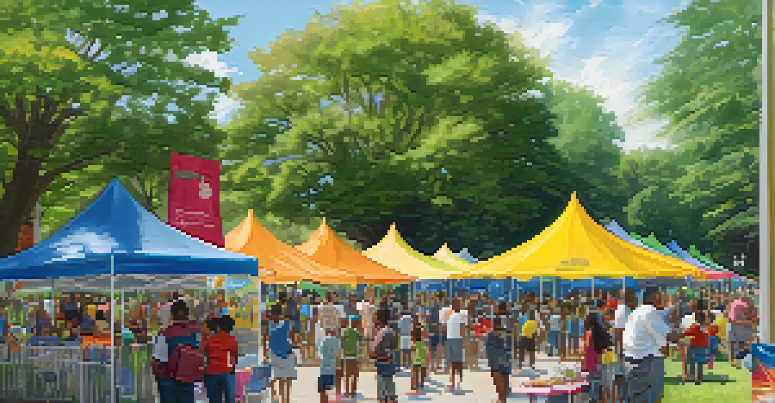 A community gathering in a Charlotte park with diverse residents participating in discussions and activities.