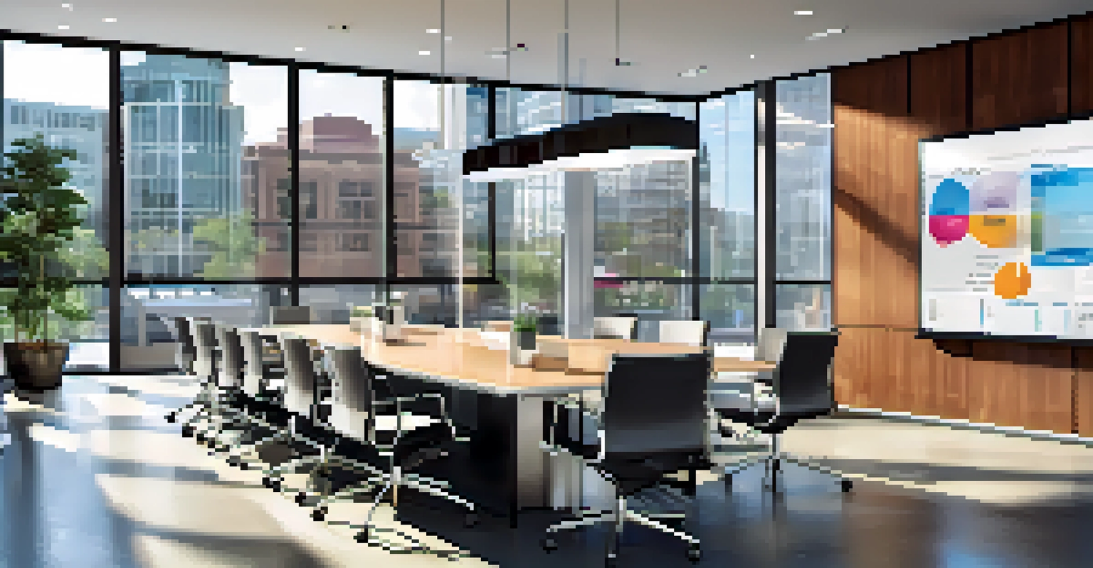 A diverse team brainstorming in a bright office, surrounded by modern decor and technology, showcasing collaboration.