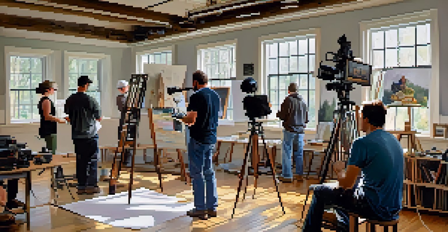 A photography workshop in Charlotte with participants learning from an instructor in a well-lit room.