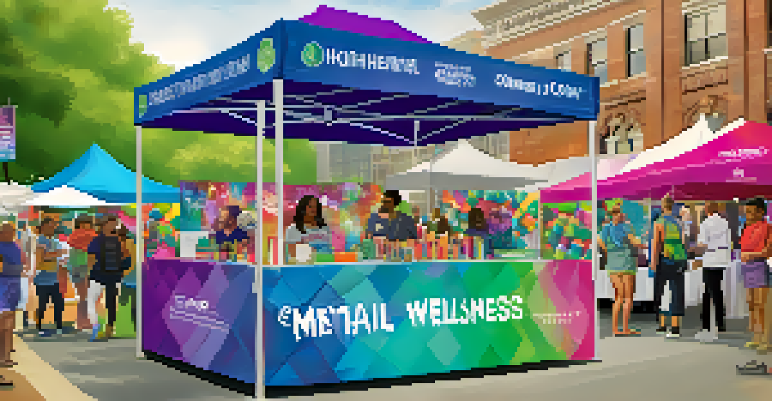 A health and wellness booth at the Charlotte Pride Festival with representatives and attendees engaging in discussions.