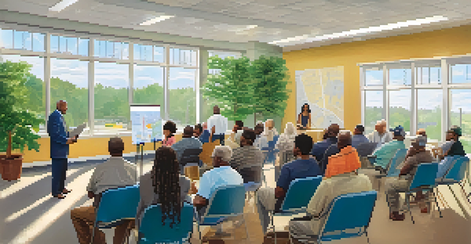 A community meeting in Charlotte about traffic management, with residents discussing ideas and participating in a presentation.