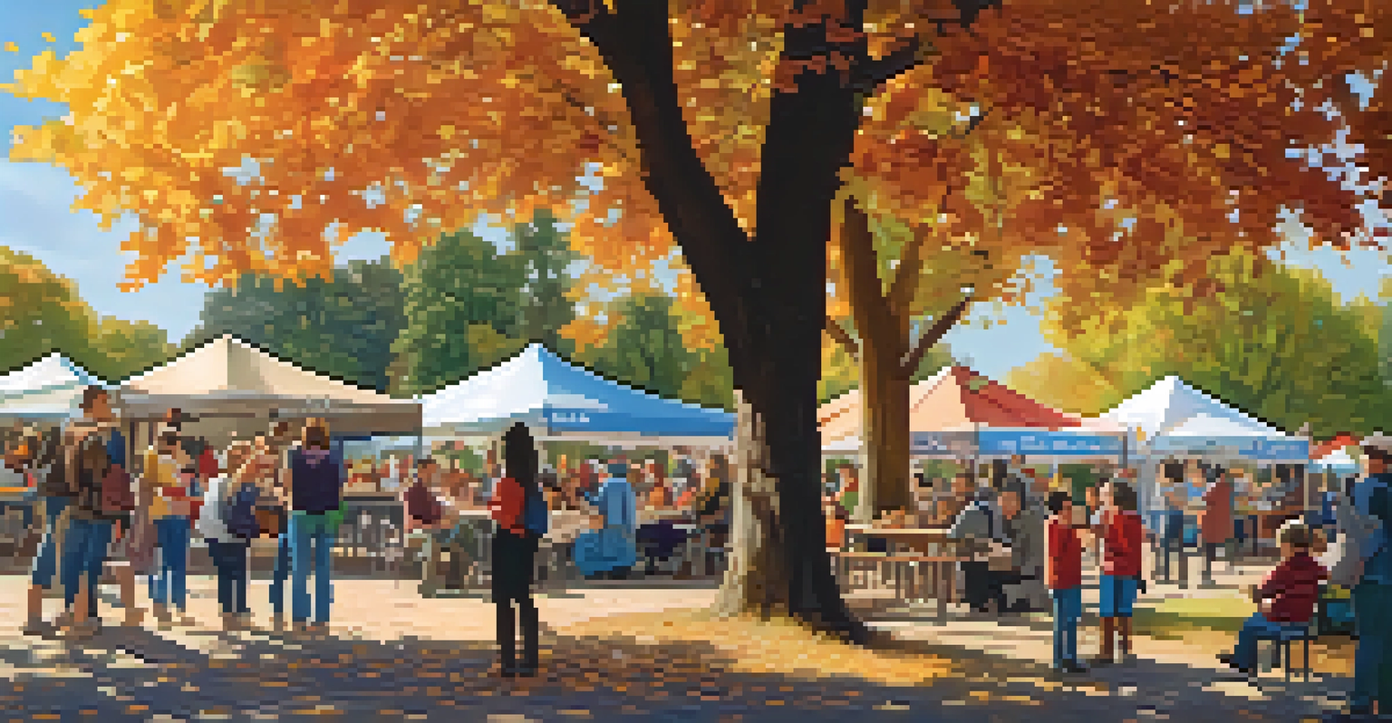 Families enjoying the Festival in the Park with artists showcasing their work and food vendors in a colorful outdoor setting.