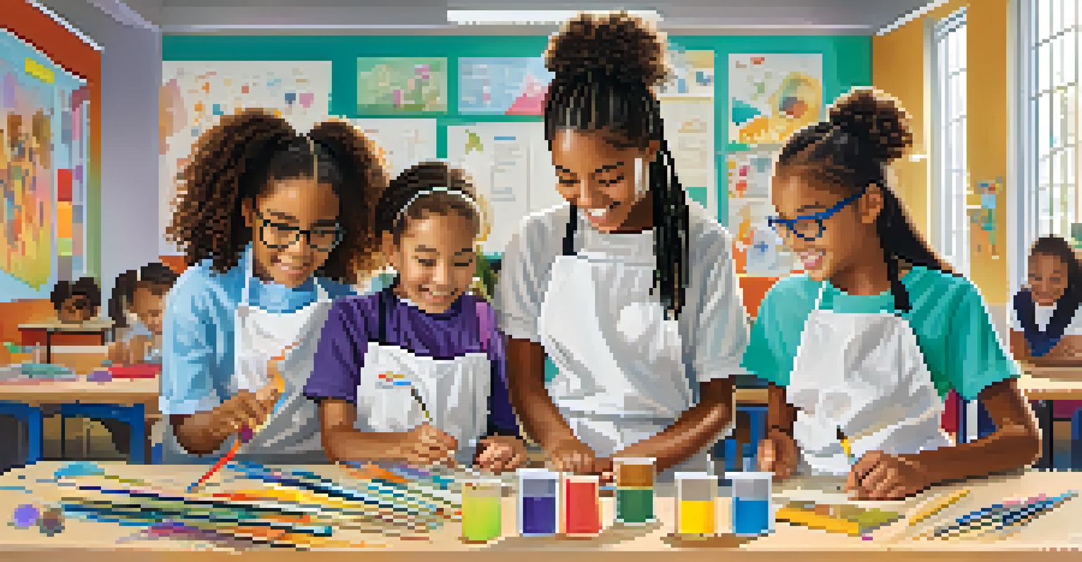 Young girls participating in a STEM workshop, working on science projects together under the guidance of instructors, highlighting empowerment through education and collaboration.