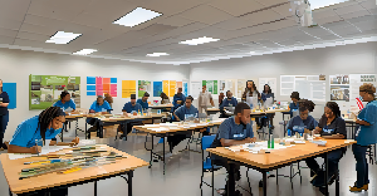 A vocational training workshop in Charlotte with diverse participants learning hands-on skills.