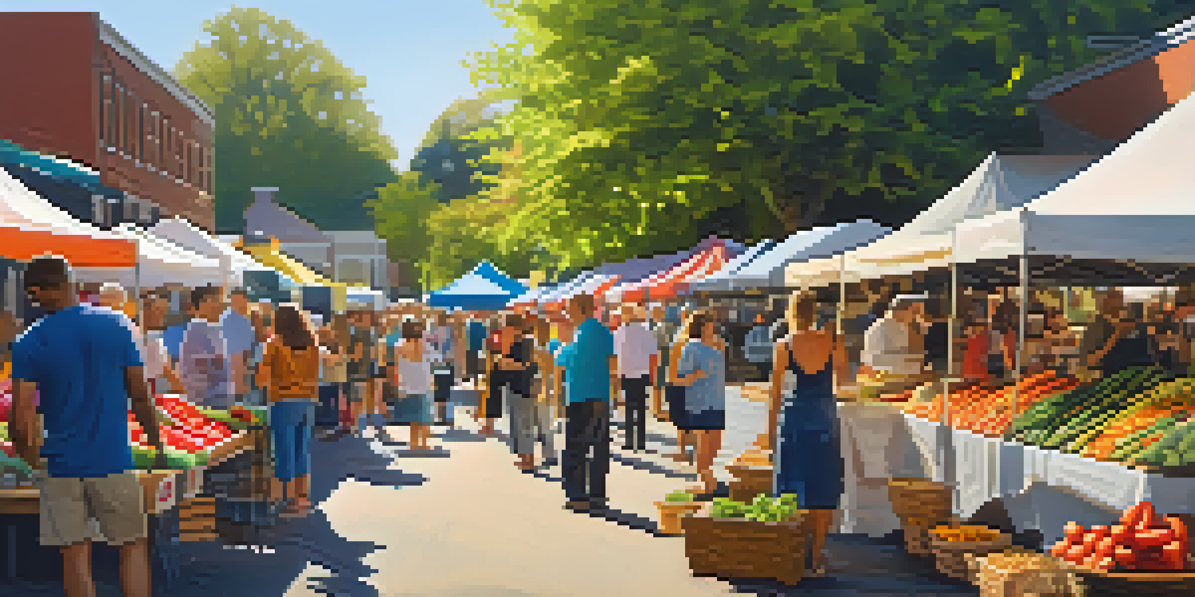 A lively outdoor artisan market in NoDa, Charlotte, filled with colorful stalls and people enjoying the experience.