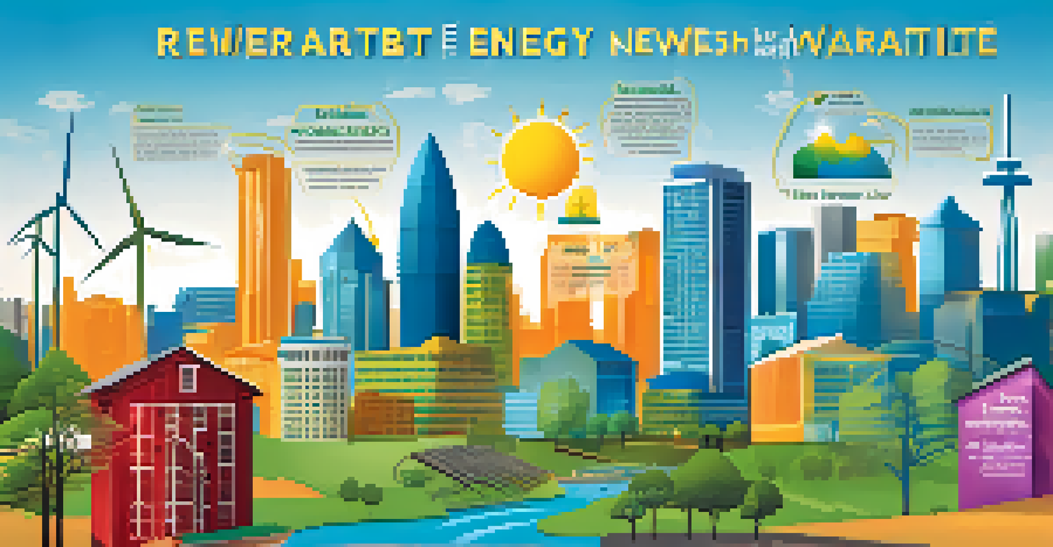 An infographic showcasing the benefits of renewable energy in Charlotte, including job creation and sustainability, with the city skyline in the background.