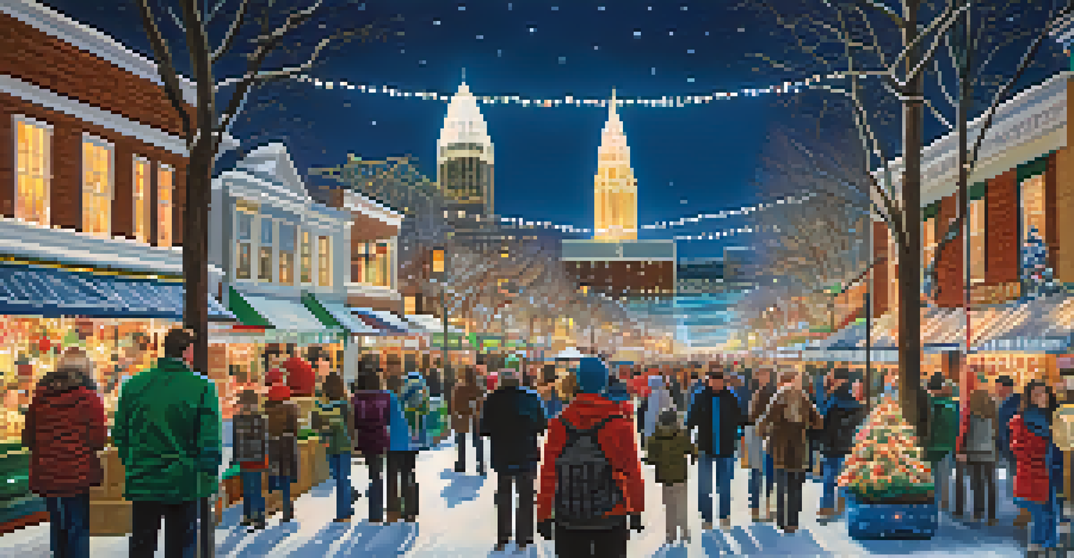 A magical winter festival scene with stunning light displays and people enjoying the festive atmosphere.