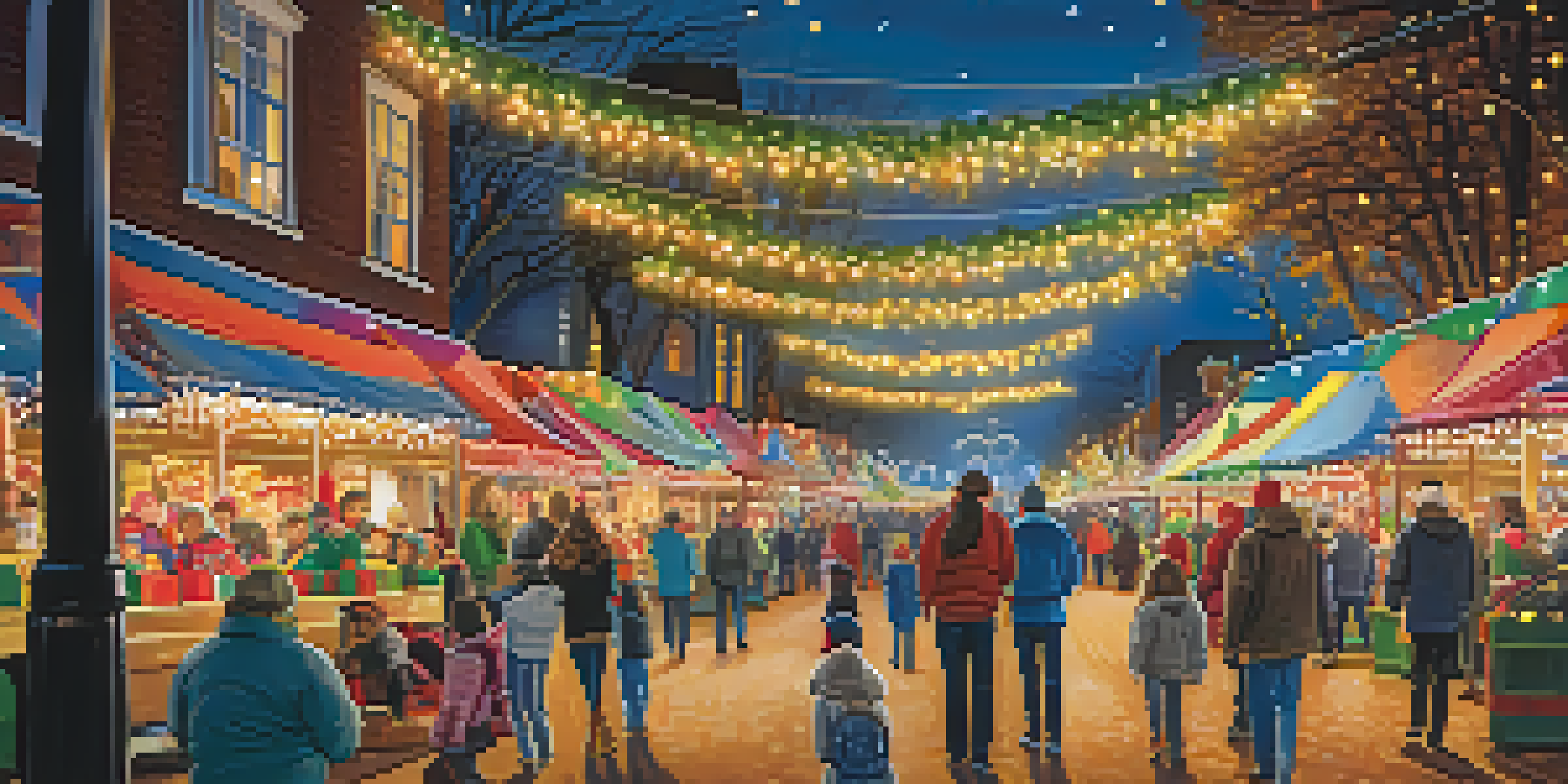 Families enjoying the Charlotte Festival of Lights, surrounded by colorful lights and decorations.