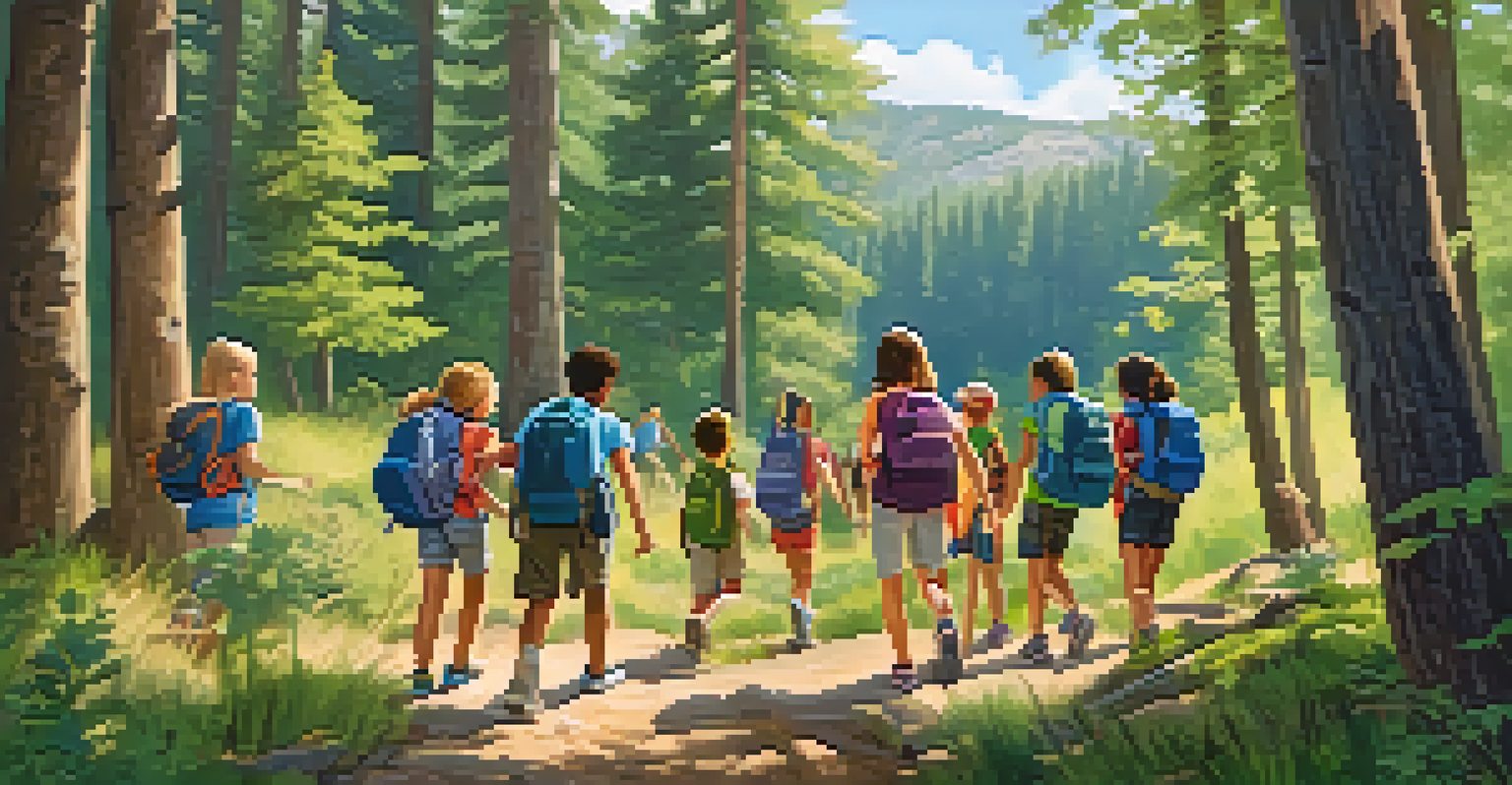 Children enjoying outdoor activities at a summer camp, exploring nature together.