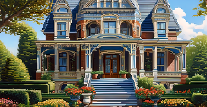 A beautiful Victorian house known as Historic Rosedale, featuring intricate architecture and blooming gardens.