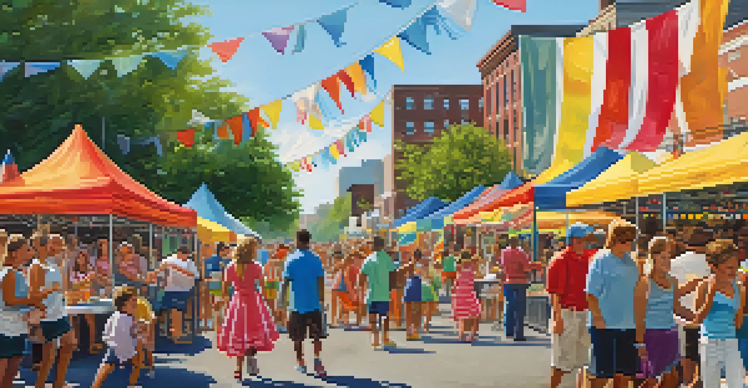 A vibrant street festival in Charlotte with families enjoying food, live music, and a joyful atmosphere, showcasing community engagement.