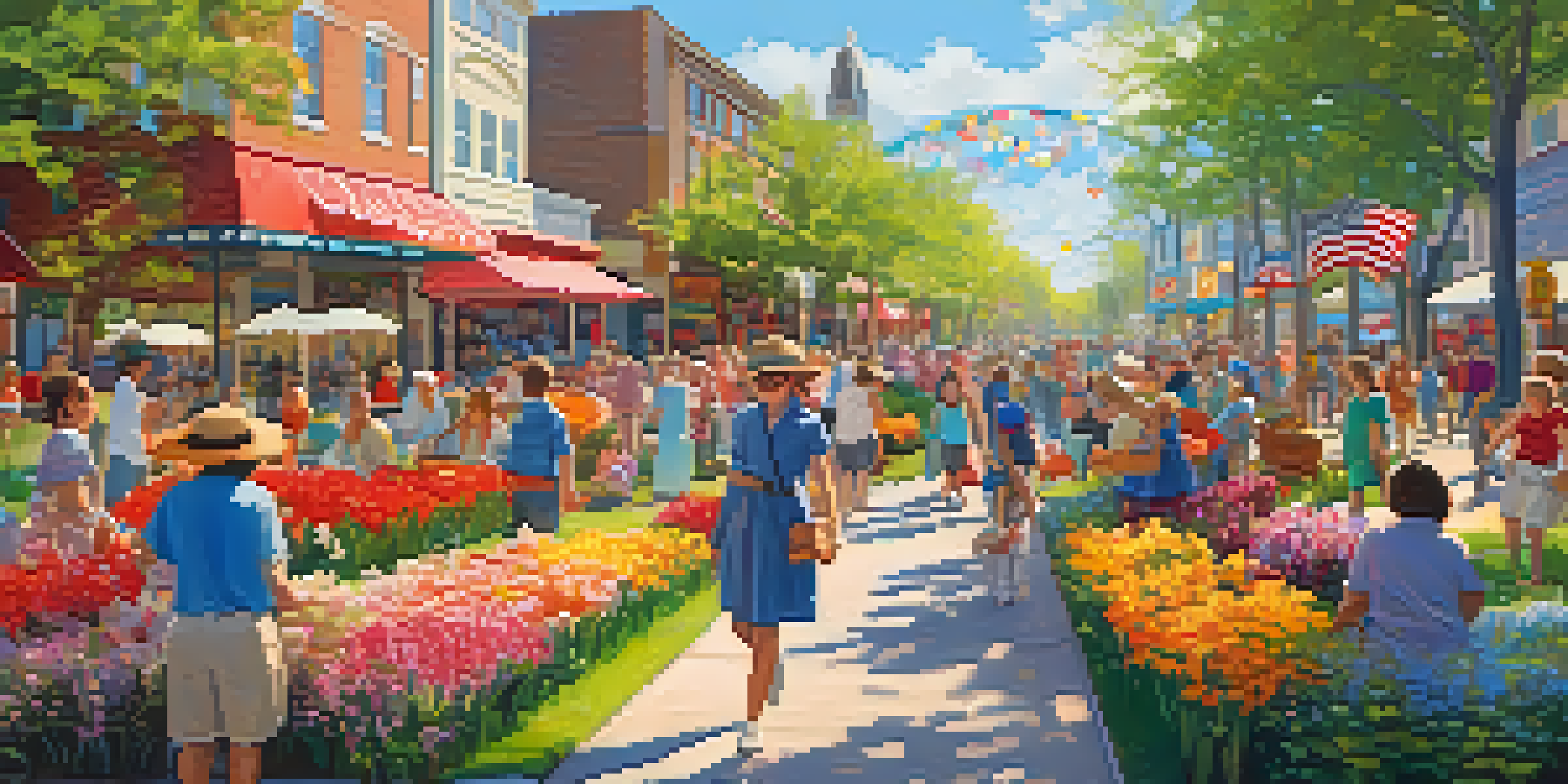 A lively spring festival in Charlotte with colorful flower displays and people enjoying the festivities.