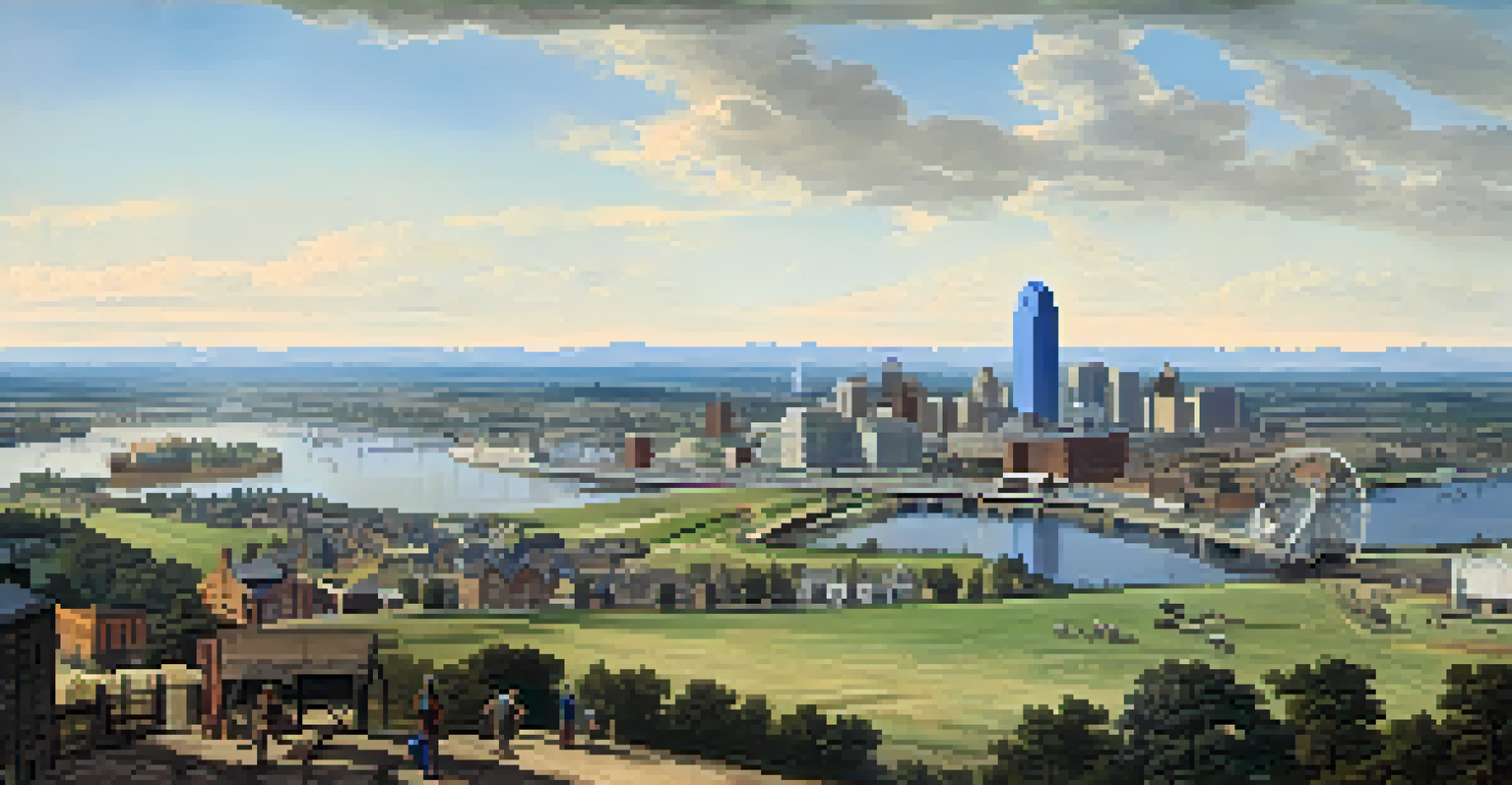 A historical view of Charlotte showing the transition from farmland to a bustling commercial area in the 1840s.