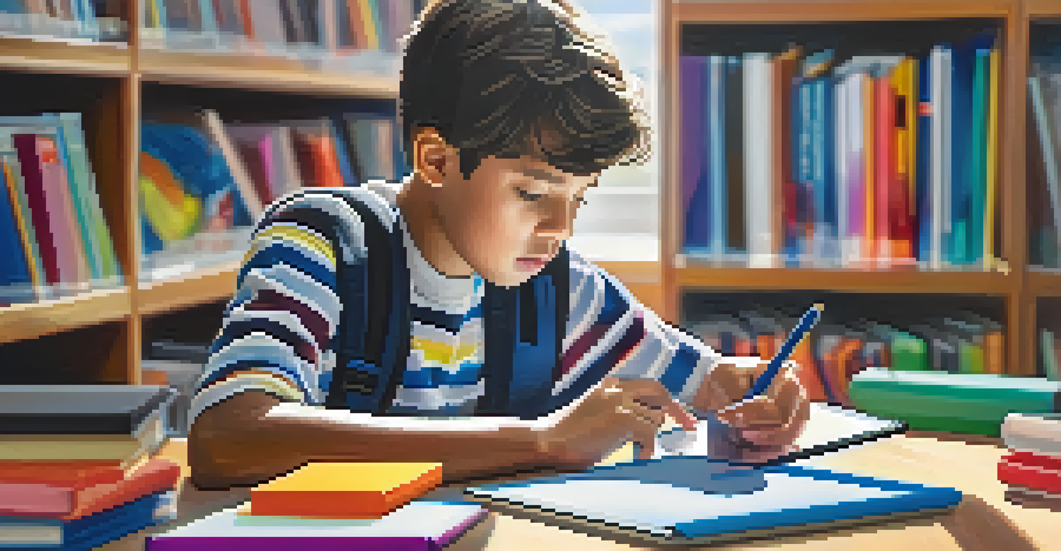 A student deeply focused on using a tablet for personalized learning in a modern classroom.