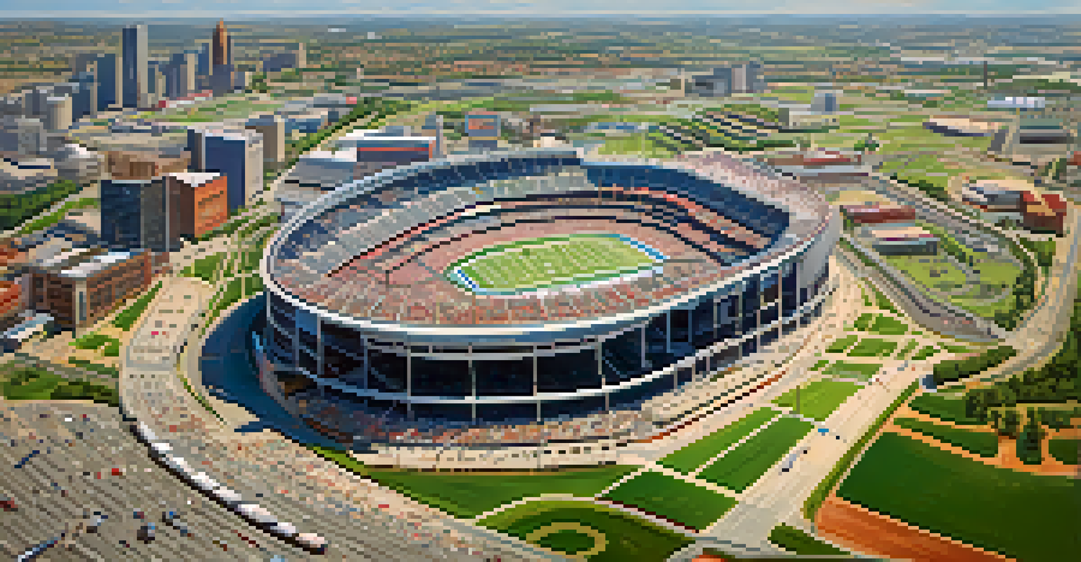 Aerial view of Charlotte, NC, showcasing the city skyline and Charlotte Motor Speedway.