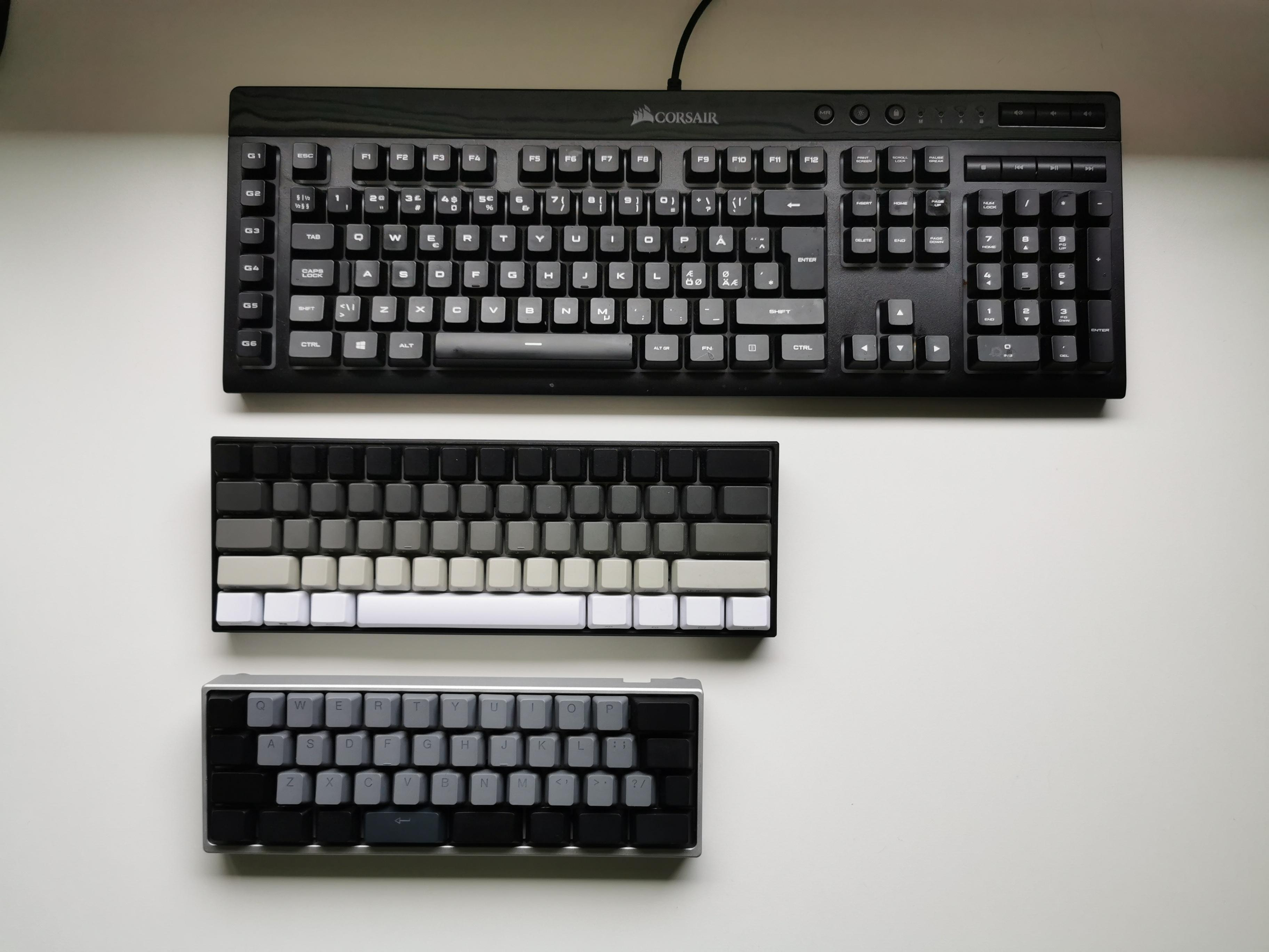 3 claviers en différentes tailles 100, 60 et 40 pourcents