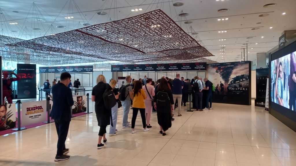 Attendees waiting to get their batch to CineEurope 2024