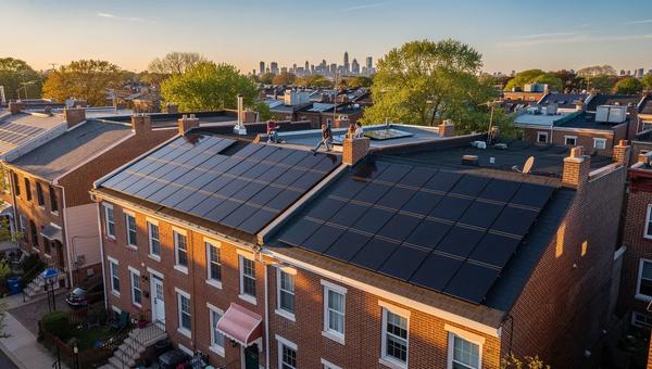 Solar panels on a DC rowhouse roof illustrating solar PPA pros and cons for Washington DC homeowners