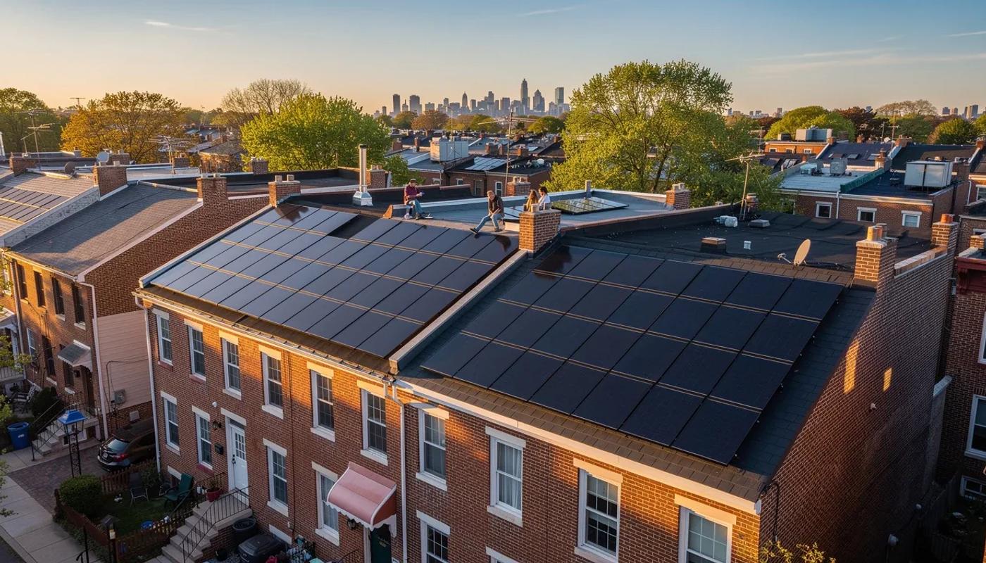 Solar panels on a DC rowhouse roof illustrating solar PPA pros and cons for Washington DC homeowners