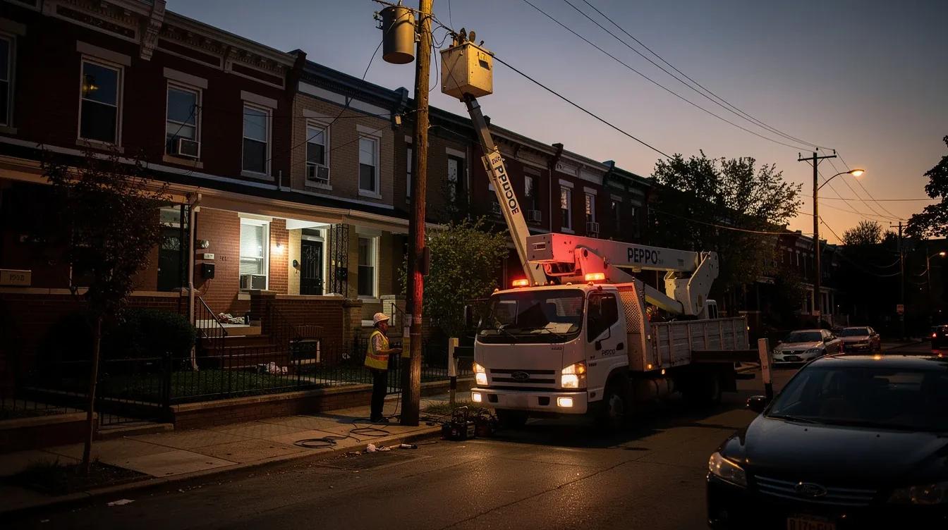 Pepco electrical substation in Washington DC neighborhood with row houses visible in background