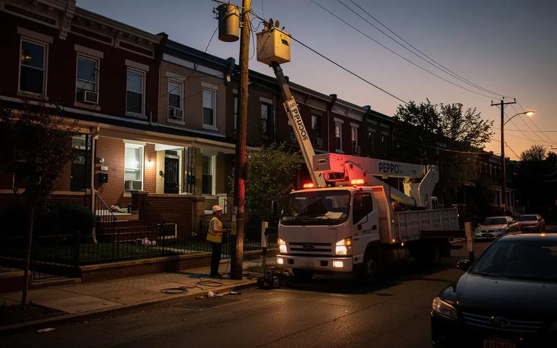 Pepco electrical substation in Washington DC neighborhood with row houses visible in background