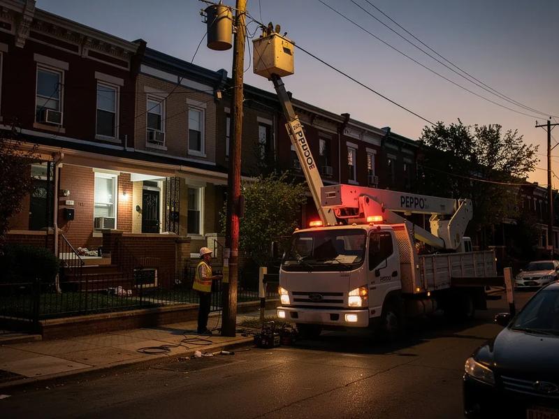 Pepco electrical substation in Washington DC neighborhood with row houses visible in background