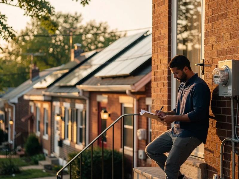 Rooftop solar on a DC rowhouse with contract paperwork—verifying a solar system performance guarantee against a kWh model