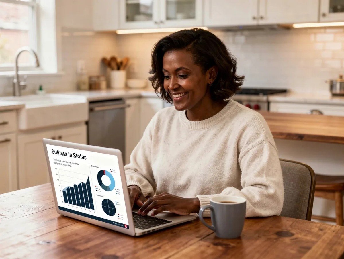 DC homeowner reviewing solar savings and incentive income on a laptop at home