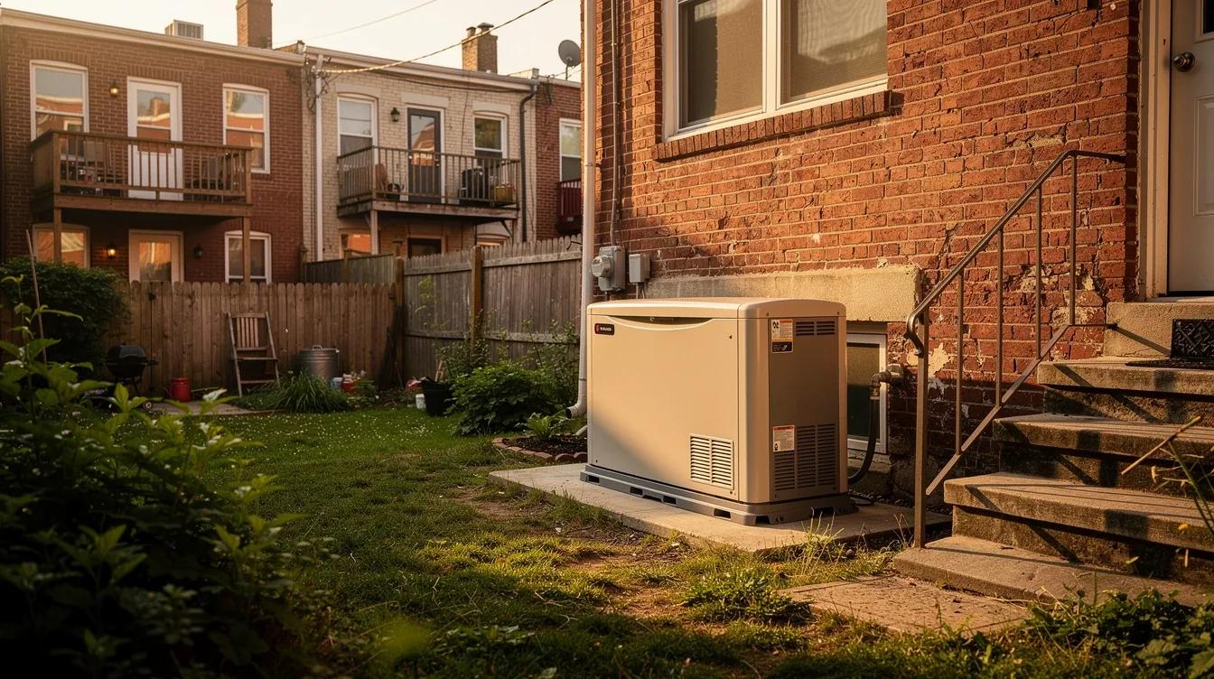 Standby generator and battery storage unit installed at a DC row house, backup power comparison