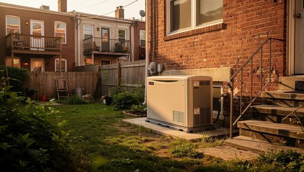 Standby generator and battery storage unit installed at a DC row house, backup power comparison