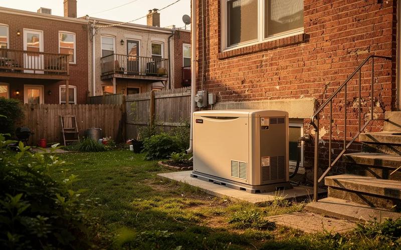 Standby generator and battery storage unit installed at a DC row house, backup power comparison