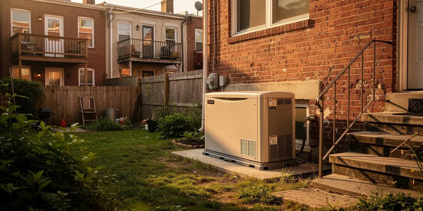 Standby generator and battery storage unit installed at a DC row house, backup power comparison