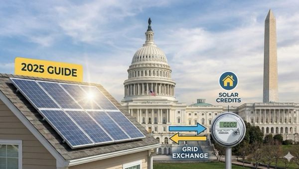 Solar panels, Capitol building, Washington Monument.