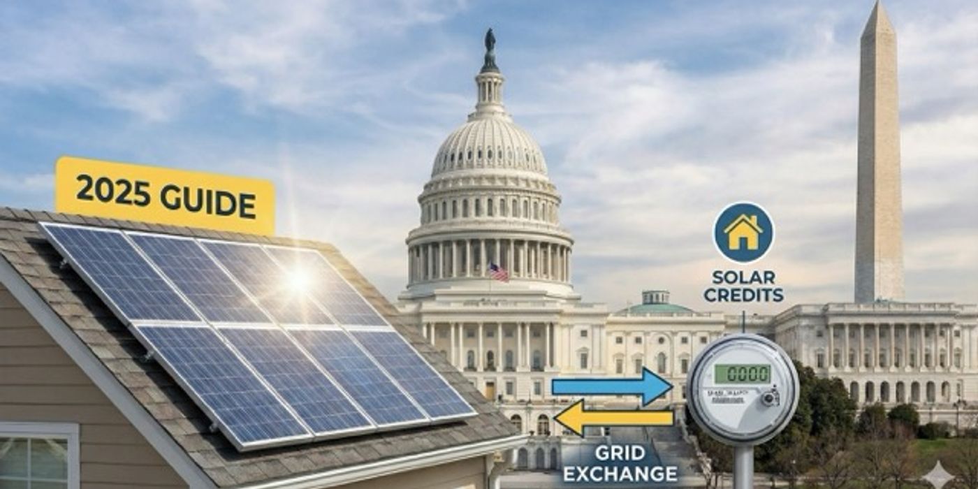 Solar panels, Capitol building, Washington Monument.