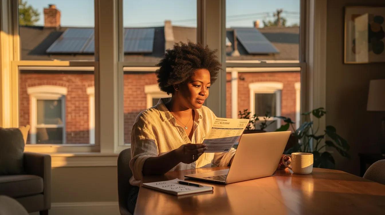 Solar panels on a DC row house rooftop with Pepco net metering credits reducing the monthly bill