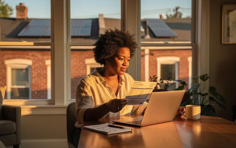 Solar panels on a DC row house rooftop with Pepco net metering credits reducing the monthly bill