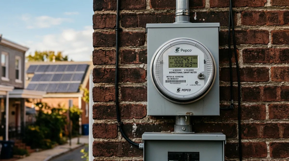 Pepco bidirectional meter on DC home tracking solar net metering credits